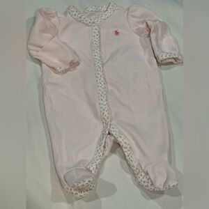 Ralph Lauren Light Pink Baby Footie with Floral Trim